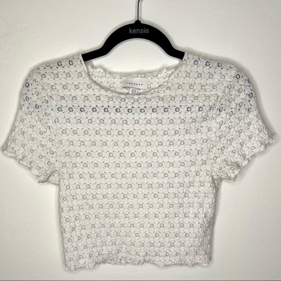 TOPSHOP• Textured•White•Ruffled• Blouse Top - Picture 3 of 8